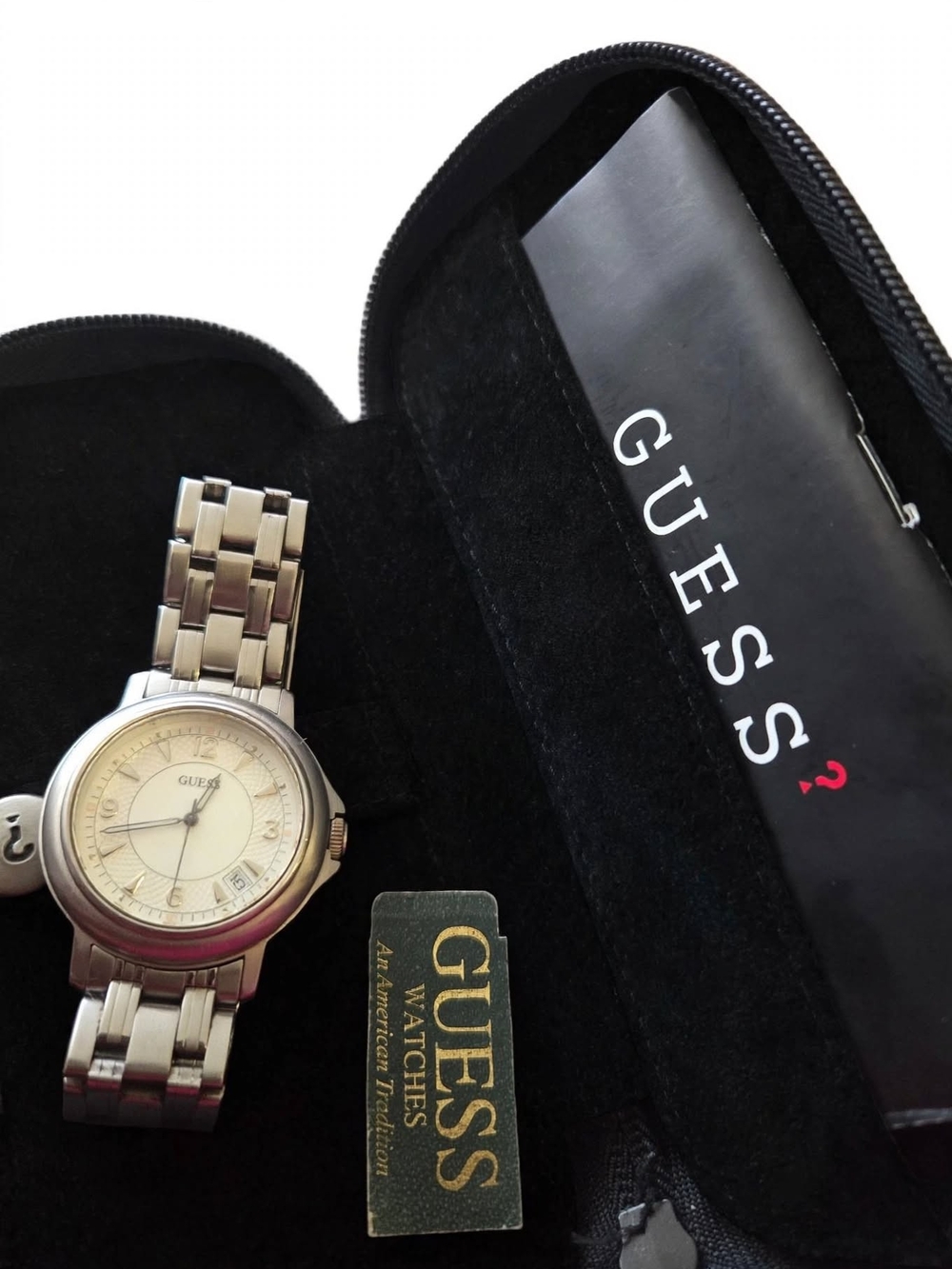 GUESS Silver and Cream Men's Bracelet Watch